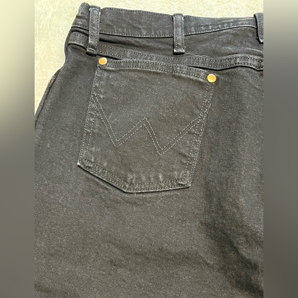 Men’s Black Wrangler Jeans 36”x34” Cowboy Western Rodeo stretch Logo Style A001 - Picture 8 of 12